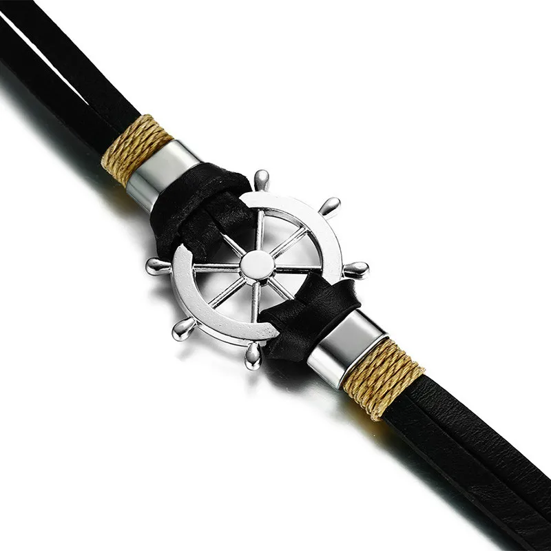 Новинка 2021 модный мужской браслет Modyle с рулем Двухслойный Кожаный классический