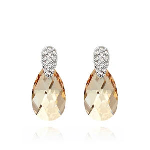 Модные женские серьги с кристаллами Swarovski, высокое качество, вечерние, свадебные, роскошные брендовые ювелирные изделия - Окраска металла: 1