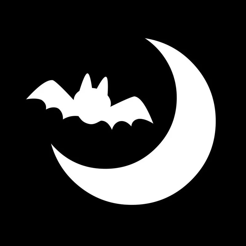 

12.7*11.2CM Car Styling Sticker Halloween Moon With Bat Funny Vinyl Car Stickers Car Decals Black/Silver C9-1367