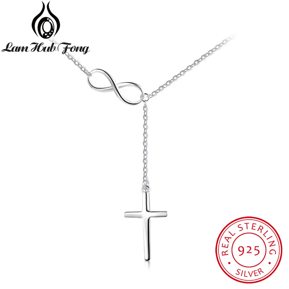Цепочка с подвеской из серебра 925 пробы крестом и бесконечностью|necklace best|necklace