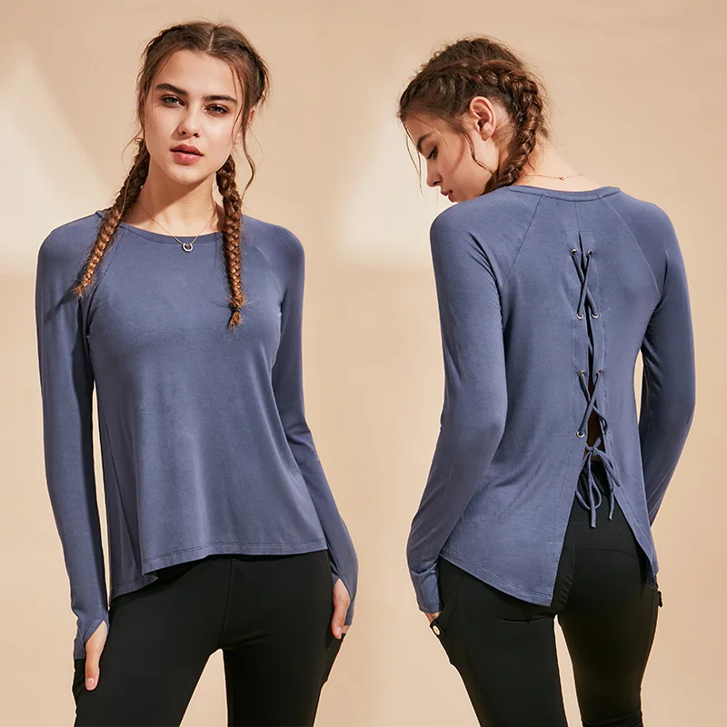 Women Gym Yoga Shirts Sportswear Loose Running Shirt Long Sleeve Workout Fitness Top Quick Dry Autunm Sport Tank | Спорт и