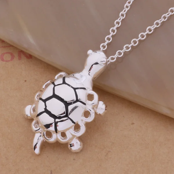 Ожерелье серебряного цвета с подвеской в виде морской черепахи|silver necklace|silver necklace