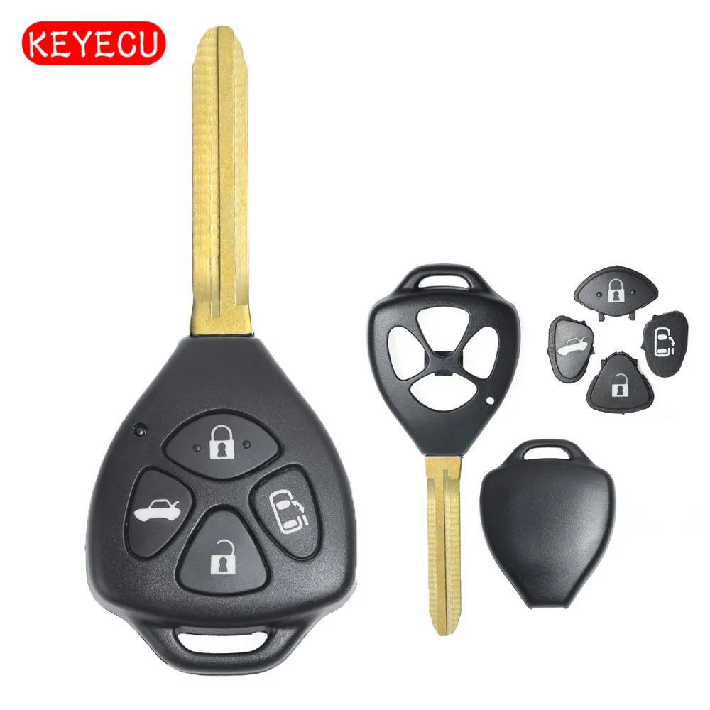 

Keyecu 10pcs/lot Remote Key Shell Case 4 Button Fob + Uncut Blank Blade TOY43 for Toyota Avensis Camry Echo Yaris Prado