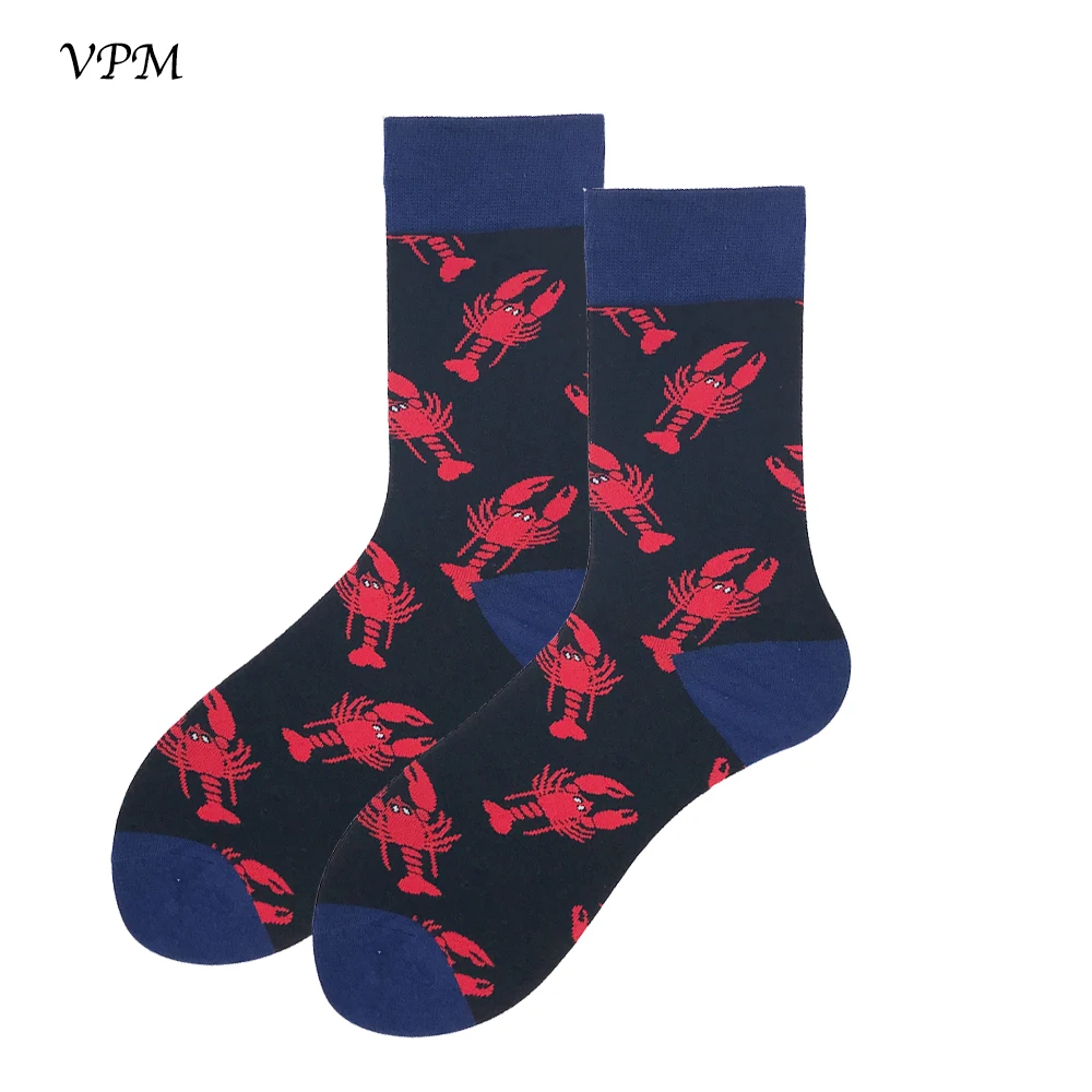 Мужские носки VPM из чесаного хлопка цветные Смешные модные в стиле Харадзюку С