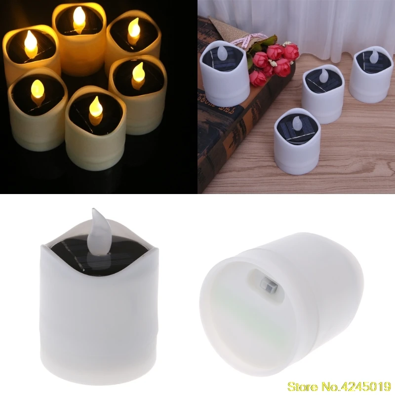 Высококачественный светодиодный светильник-Свеча на солнечных батареях, Желтый Мерцающий чайный светильник, праздничный свадебный романтический декор
