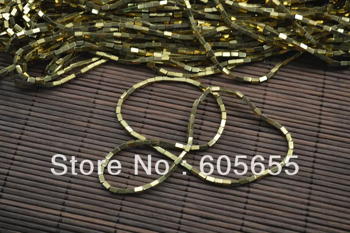 2x4 мм Позолоченные гематитовые квадратные трубки россыпью бусины|loose beads|beads loosebeads