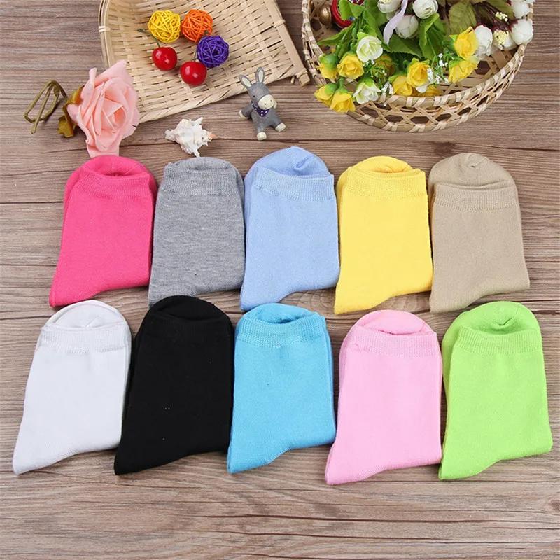 Модные женские носки Jeseca в Корейском стиле однотонные карамельные цвета