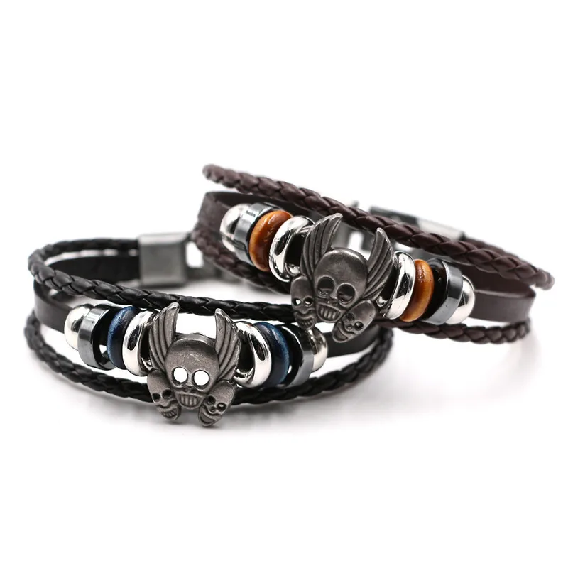 YIZIZAI черепа кожаный браслет Для мужчин женщин Pulseira Masculina Bileklik Femme Pulseiras Homme Шарм