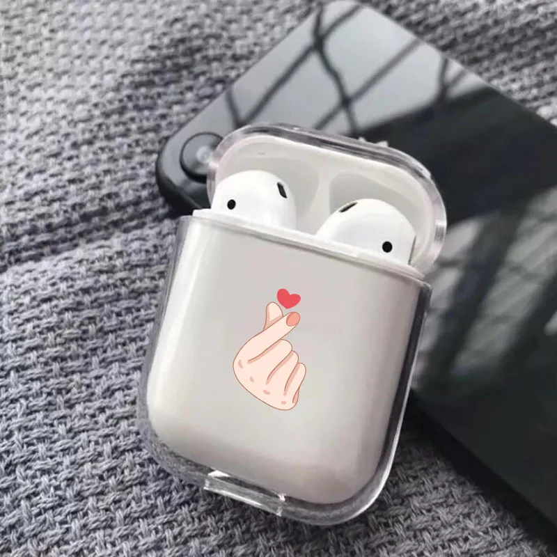 Чехол для Airpods с милым сердечком, Прозрачные Жесткие ПК-Чехлы для AirPods, Чехлы Защитные, беспроводной чехол для наушников - Цвет: 5