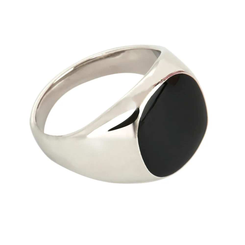 GENBOLI не выцветающее металлическое кольцо из нержавеющей стали черное с камнем