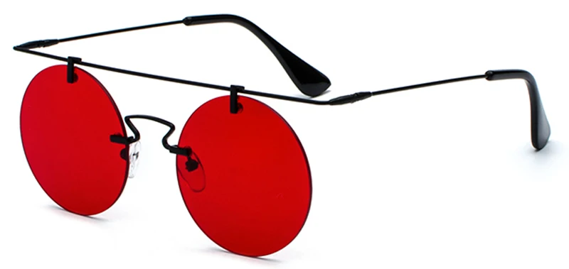 black with red Peekaboo Ретро Круглые Солнцезащитные очки мужские без оправы золотые черные желтые женские красные линзы солнцезащитные очки унисекс винтажные плоские металлические - Цвет линз: black with red