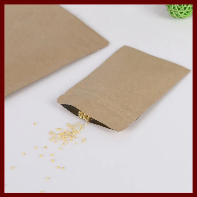 1000pcs 9x14cm Flat Brown Kraft Paper Bag No Window Not Stand Up Zipper/zip Lock Jewelry Packaging Paper Bags For Gifts/tea Bags