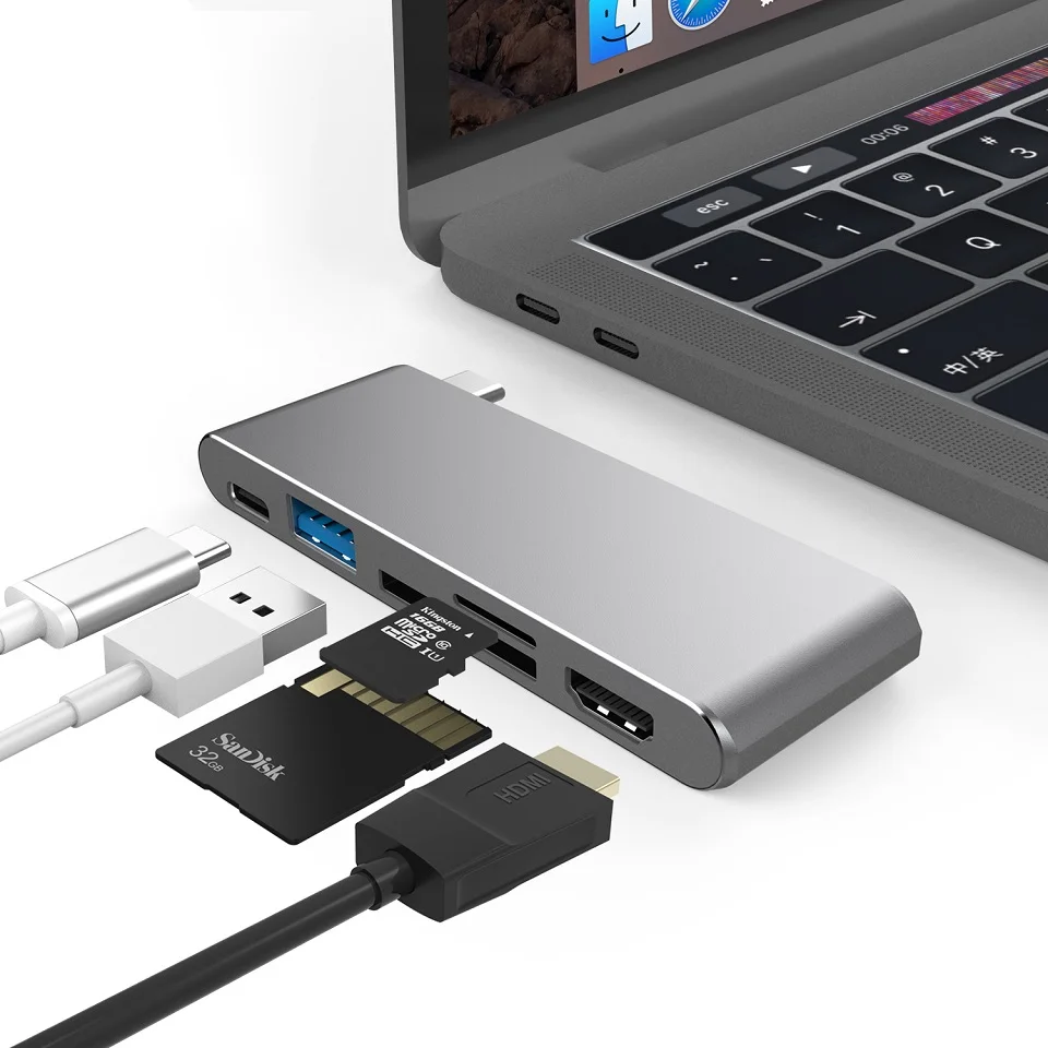 YUNCLOUD USB Hub Type-C 3 1 с Type C Charing 0 SD TF слот для карт HDMI 4K Thunderbolt Combo Dock Dongle MacBook Pro |