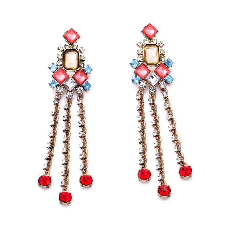 

Серьги, новый дизайн, Длинная кисточка, женский кулон, винтажный аксессуар, инкрустированные кристаллами, ювелирные изделия