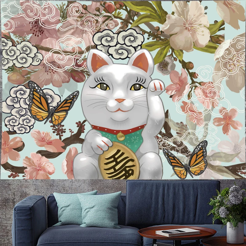 В японском стиле Зефир Lucky Cat гобелен из макраме детская комната cloud личность