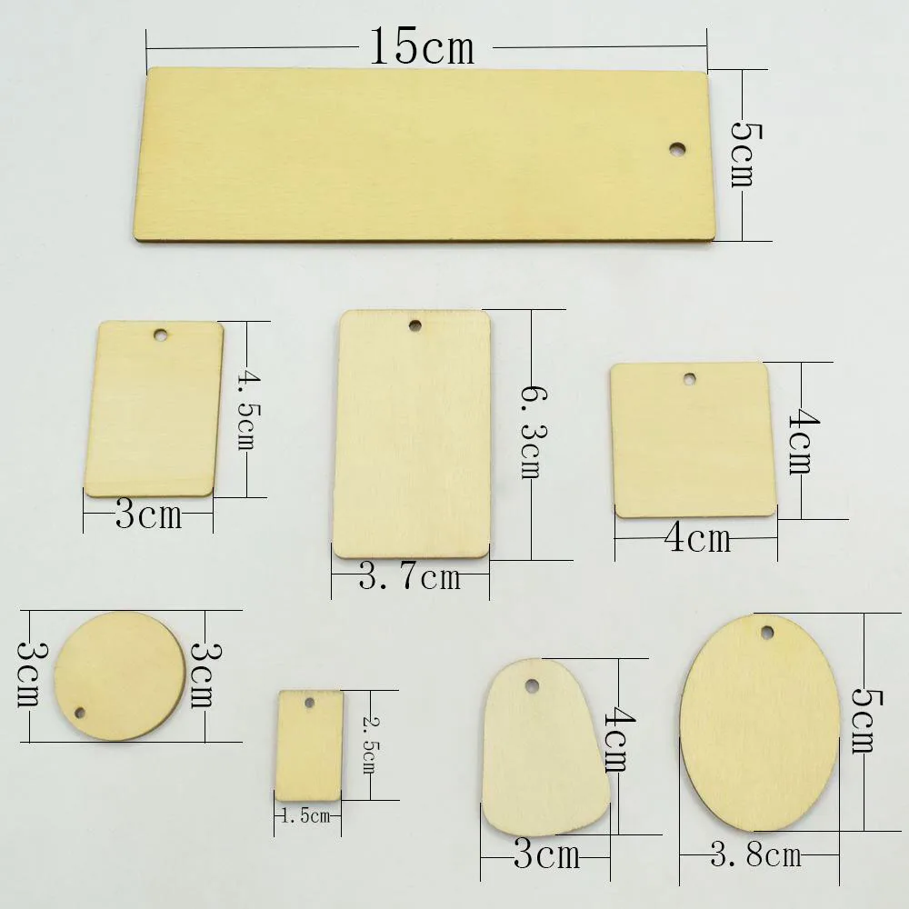 8 видов необработанные пустые прямоугольные деревянные подвесные бирки для