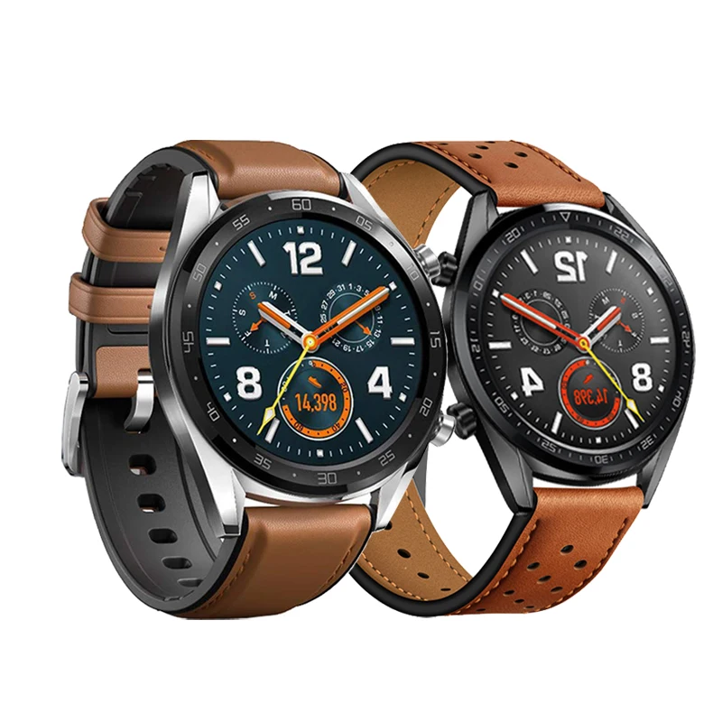 Ремешок Huawei Watch GT 2 2e pro кожаный браслет для samsung galaxy watch 3 45 мм 46 S3 Frontier amazfit GTR 47 22