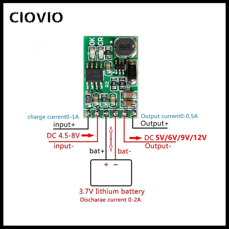 3.7V 4.2V Charger &amp 5V 6V 9V 12V Discharger Board DC Converter Boost Module for diy UPS mobile power 18650 lithium battery |