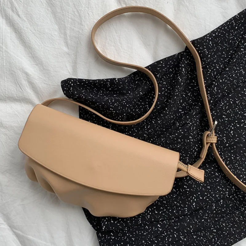Apricot Shoulder Bag Мода твердые женские сумки PU женские сумки на ремне, повседневная тенденция талии сумки женские новые Crossbody сумки - Цвет: Apricot Shoulder Bag