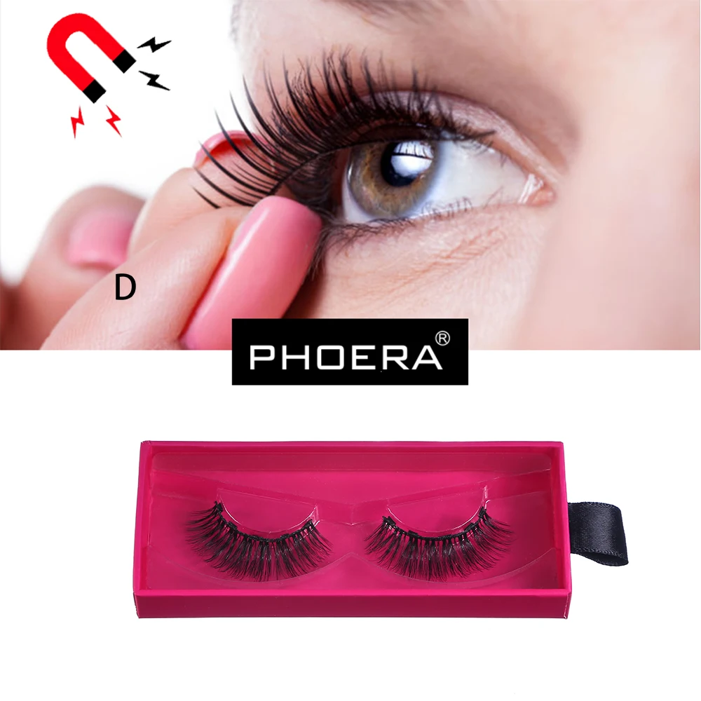 PHOERA Magnetic False Eyelashes 5 Magnetized Fiber 3D Mink Thick Curling Extension Applicator | Красота и здоровье