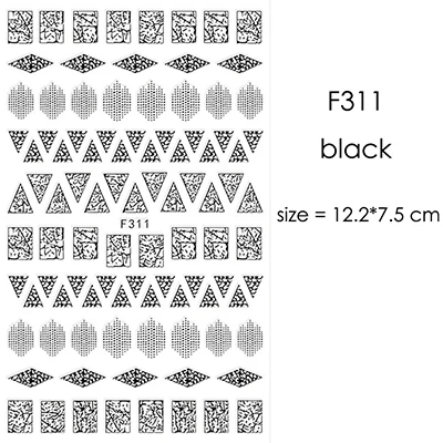 F311black 1 лист серебряный золотой белый черный абстрактная графика дизайн круглый квадратный треугольник наклейки для ногтей Луна Звезда наклейки для ногтей - Цвет: F311black