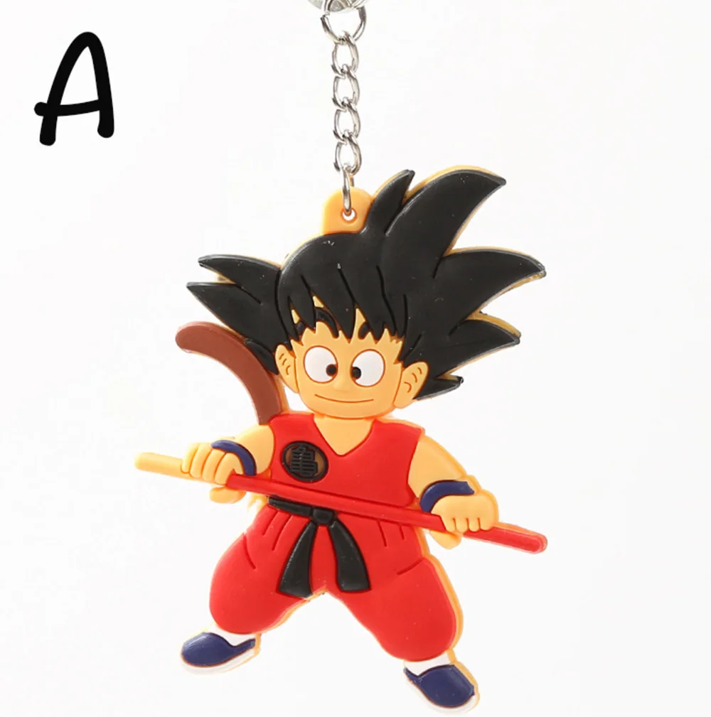 A 20/лот Dragon Ball брелок для ключей Goku Vegeta резиновая фигурка двухстороннее кольцо для ключей - Цвет: A