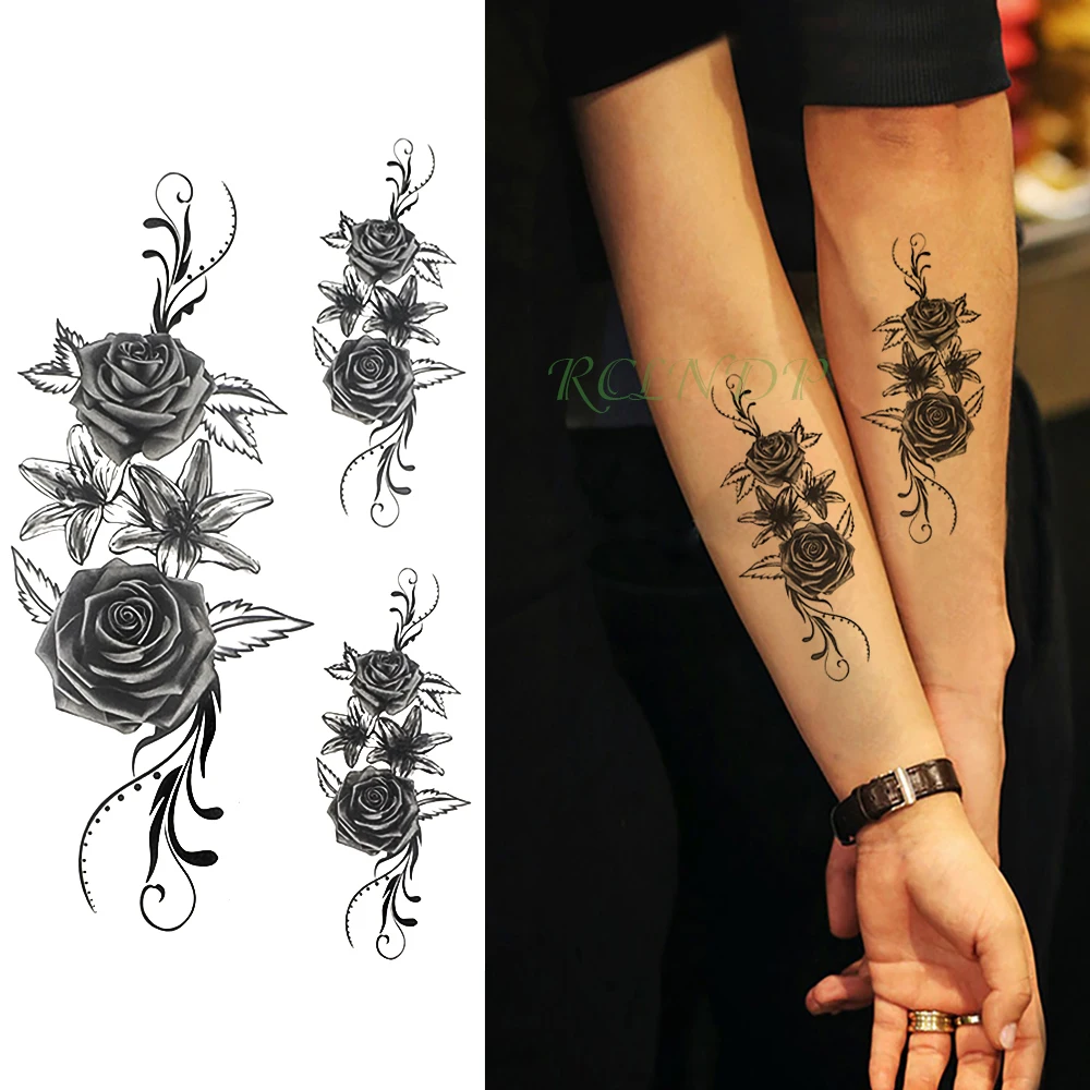 

Waterproof Temporary Tattoo Sticker Rose flower Fake Tatto Flash Tatoo Hand Arm Foot Classical Cool for Girl Women Men