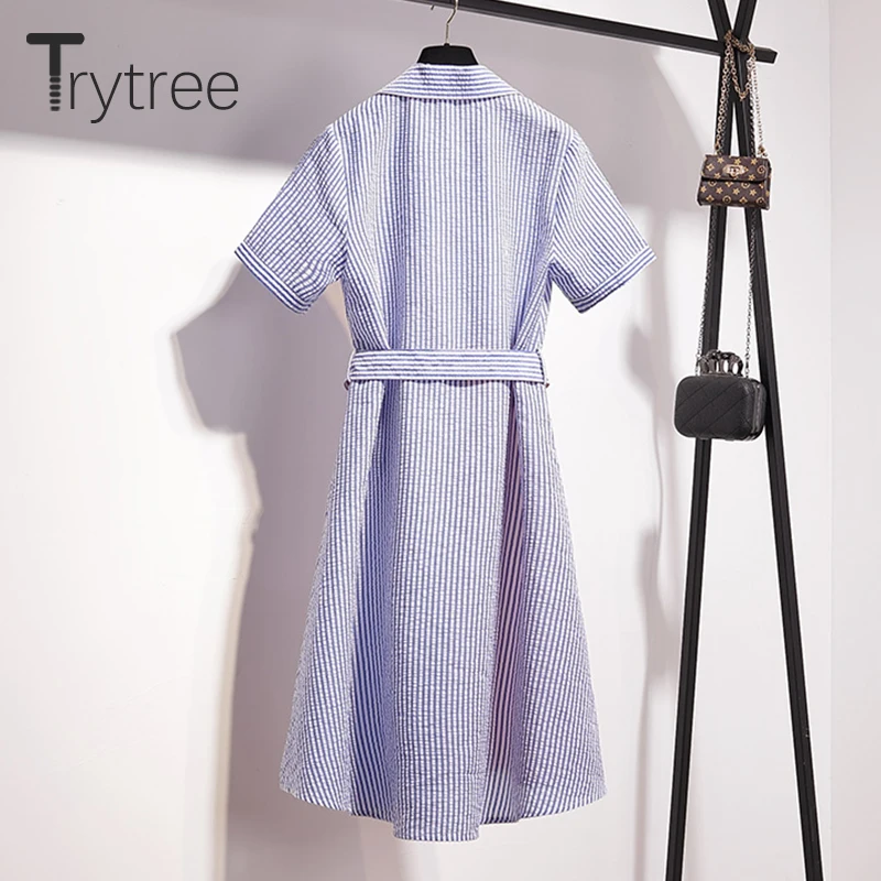 Платье-рубашка Trytree женское в полоску повседневное асимметричное офисное