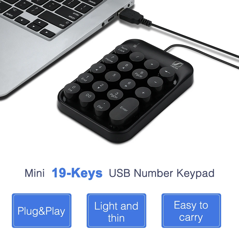 SeenDa новая Проводная цифровая клавиатура с USB 19 клавиш мини цифрами для Mac Pro MacBook Air
