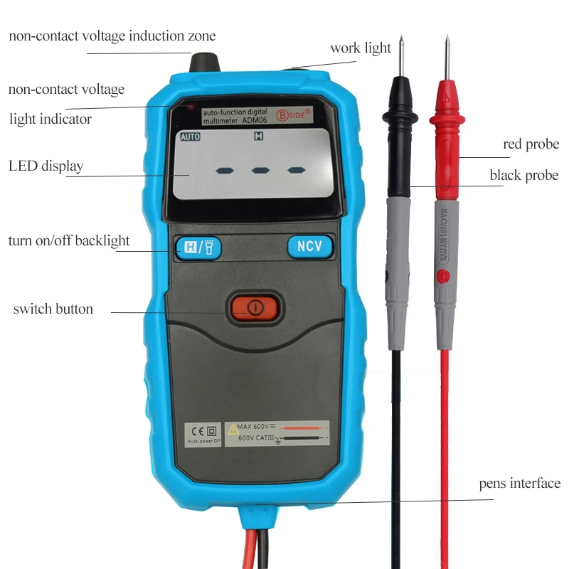 Auto Range Digital Multimeter DC AC Voltage NCV Continuity Test With Backlight And Work Light Professional Portable | Инструменты