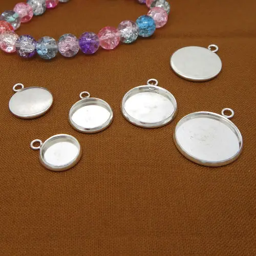 20pcs/lot Fit 12/14/16/18/20/25mm Glass Cabochon Cameo Bracelet Charms Necklace Pendants Findings Bases Tray Blank Diy Jewelry