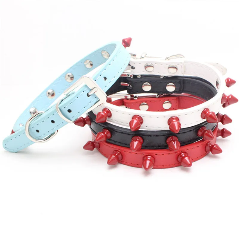 Модный ошейник для собак из искусственной кожи с шипами красные Круглые Ошейники