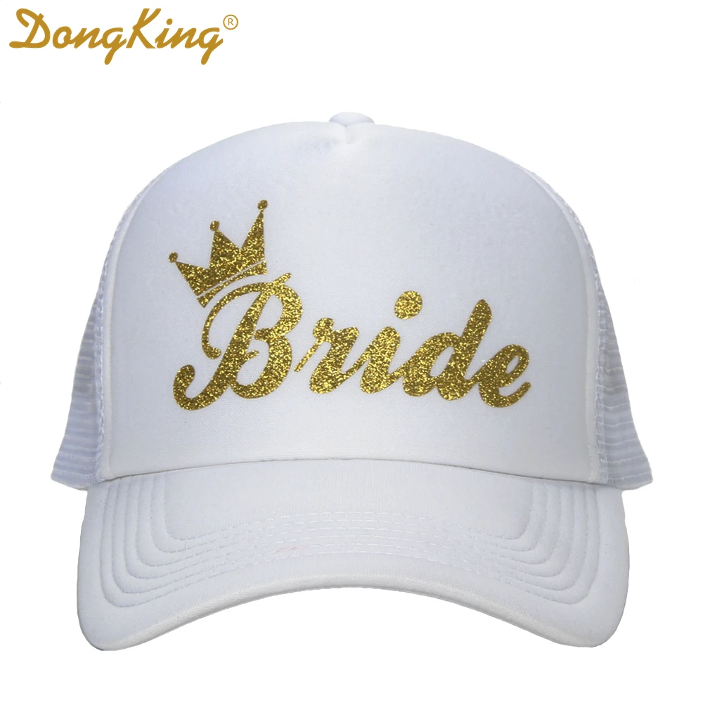 

Golden Bride Team Bride Queen Crown Print Trucker Caps Polyester Mesh Men Women High Quality Hip-Hop Snapback Hats Free Shipping