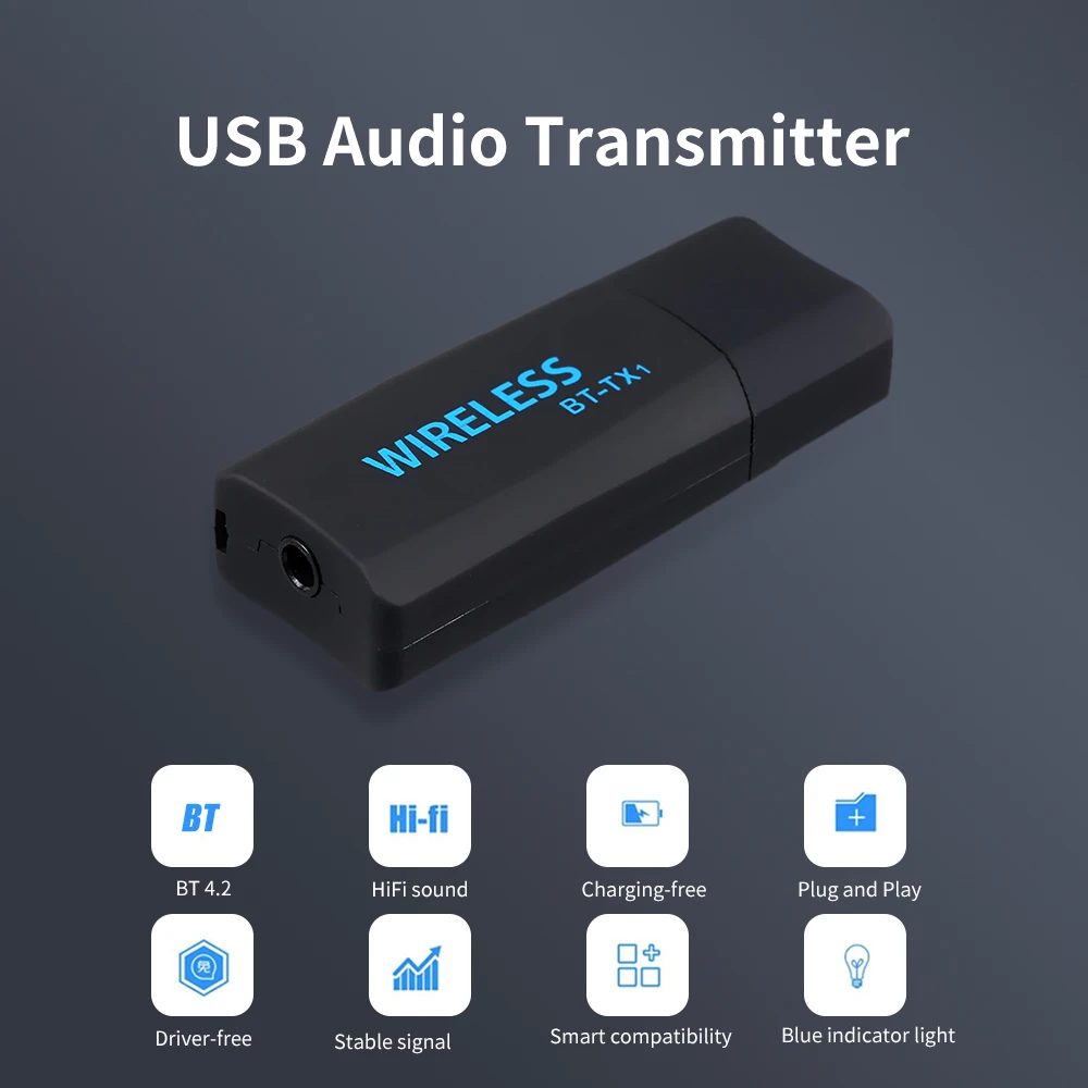 Аудио передатчик BT 4 2 Беспроводной USB ключ беспроводной аудио музыкальный