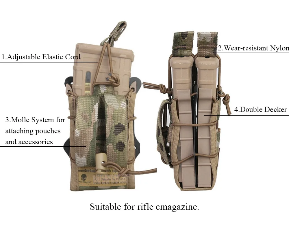 EMERSONGEAR 5,56 Двойной модульный винтовочный подсумок для M4 M16 Mag Molle подсумок для страйкбола охоты MOLLE подсумок Мультикам EM6035