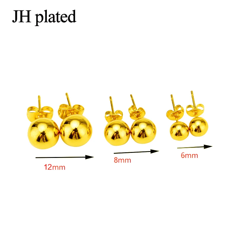 Серьги шарики для женщин JHplated epio Middle East African 24K 4 мм и 6 8 12 мм|ear studs|ball earringsearrings for women |