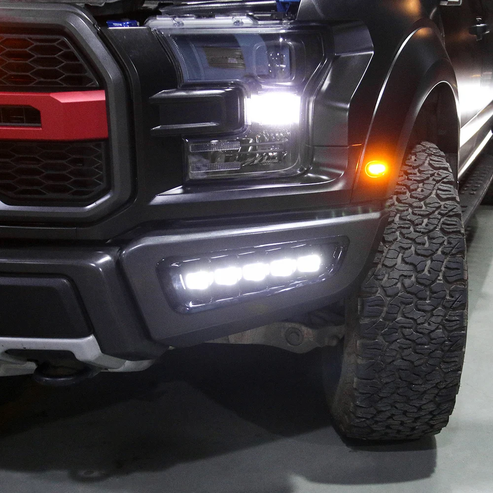 JHO светодиодный DRL w/светильник указателя поворота для Ford F150 Raptor дневной ходовой светильник Foglamp Kit грузовик аксессуары для укладки