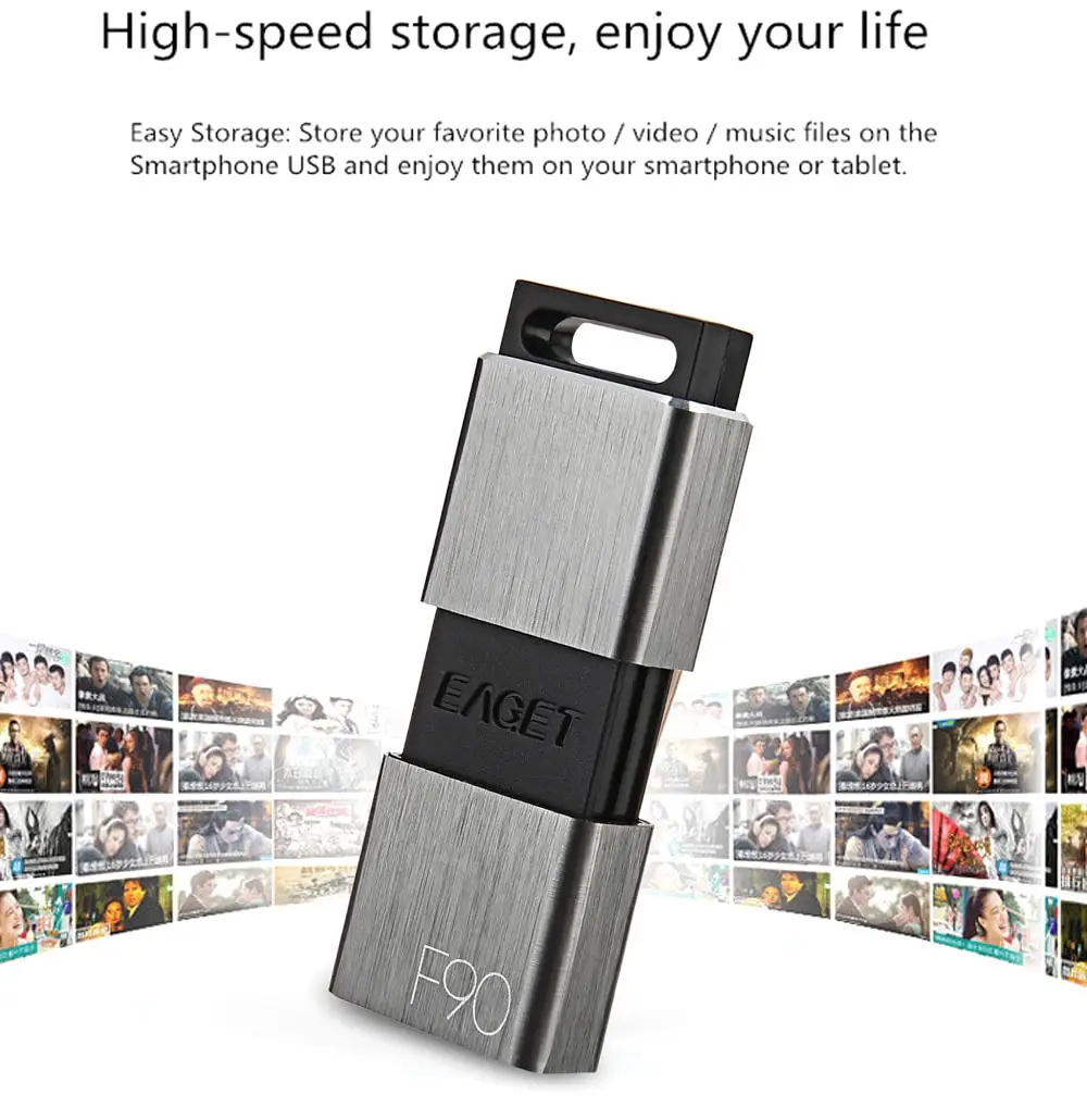 Eaget F90 USB 3,0 U диск памяти устройство хранения 16 ГБ 32 ГБ 64 Гб 128 ГБ 256 ГБ USB 3,0 Высокоскоростная металлическая Флешка для ПК ноутбука телефона