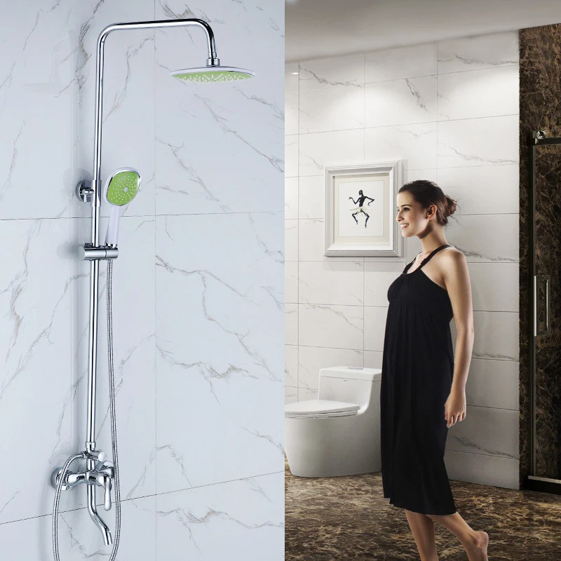 

Bathroom Shower Faucets Set 3 Mode Rainfall Shower Head Hand Shower Sprayer Bathroom Shower System Set Wall Mounted Faucet Tap