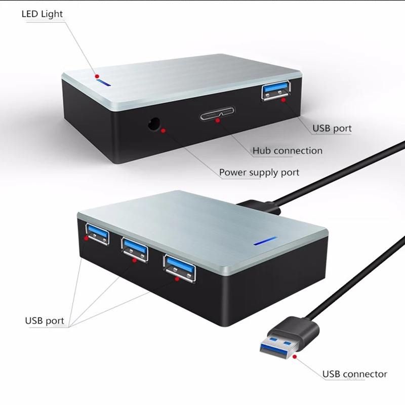 PIHEN высокое Скорость 4 порты USB 3 0 хаб удлинитель адаптер для Macbook Chromebook зарядки