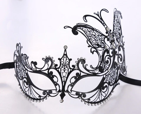 Филигрань Дьявол маска череп Венецианский маскарад золото костюм Марди Грас