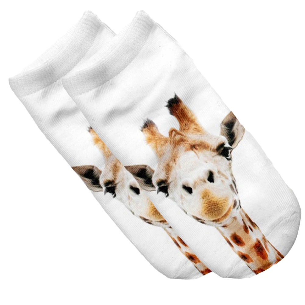 1 пара 3D жираф с принтом лисы низкие дышащие мужские и женские эластичные