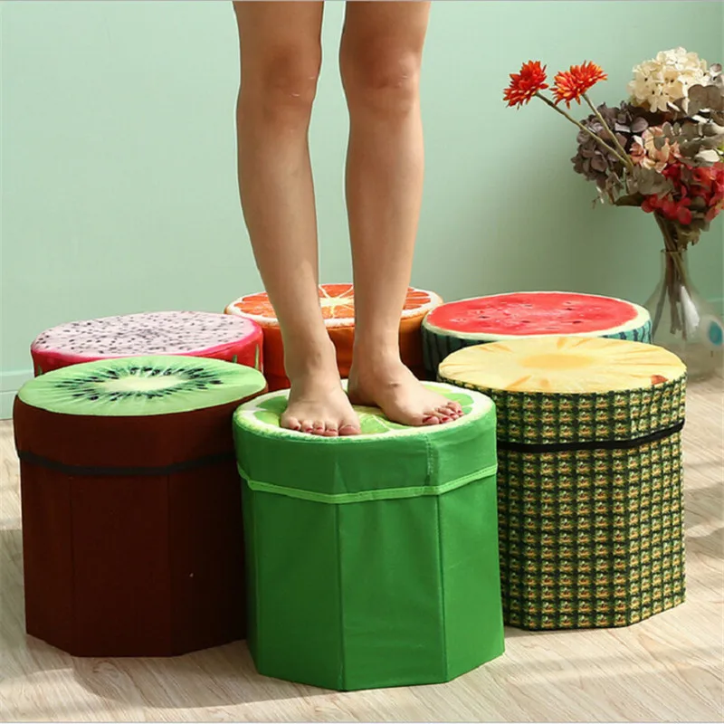 Многофункциональный складной табурет для хранения с различными фруктовыми