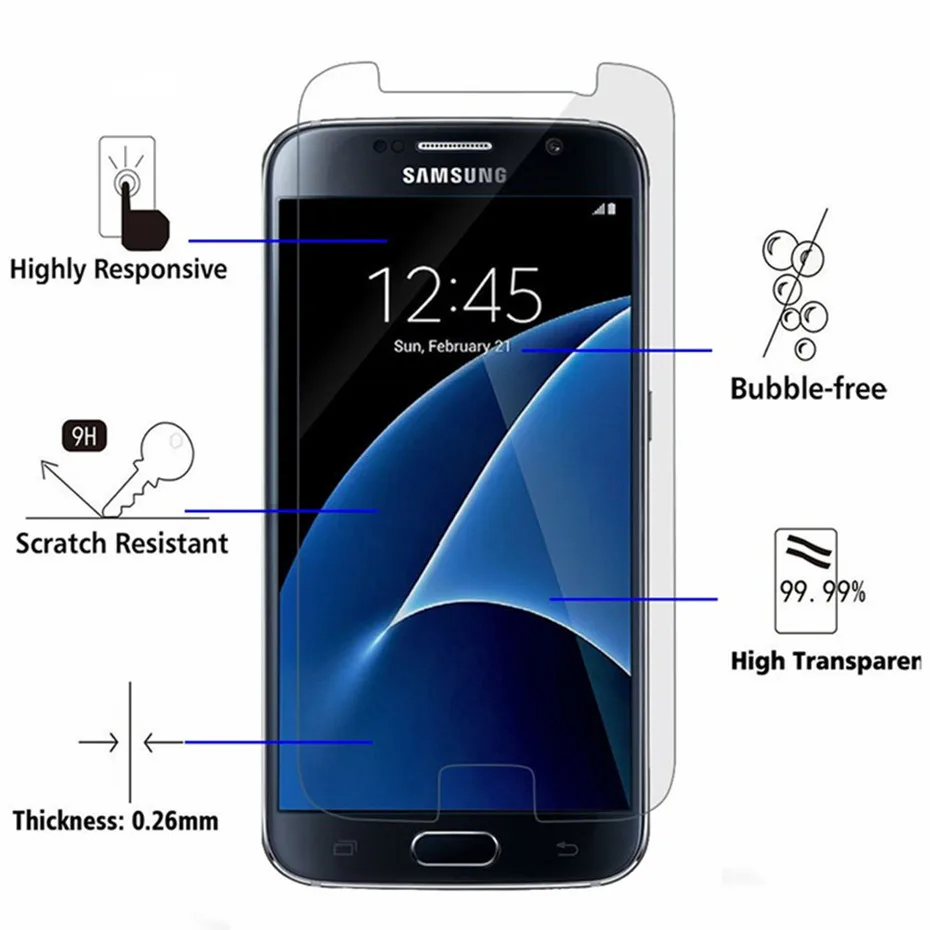 Ультратонкое закаленное стекло для samsung galaxy S2 S3 S4 S5 Защитная пленка экрана на Note 5 4