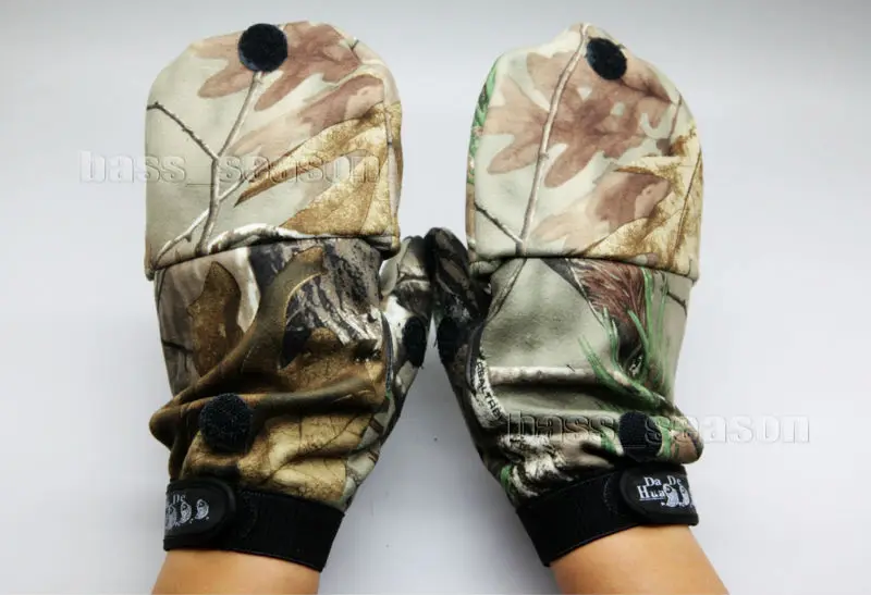 Pair Hunting Gloves Convertible fingerless RealTree Camo Camping Fishing Free shipping  Спорт и