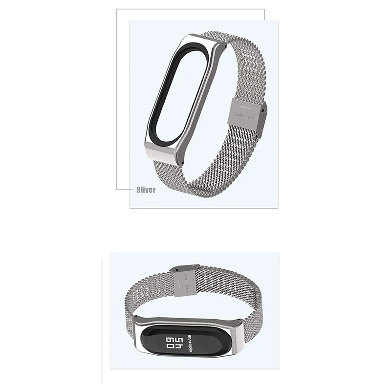 Mijobs Strap for Mi band 4 Straps Bracelet, Metal Stainless Steel Wrist Strap Replacement Band for Xiaomi 4/3