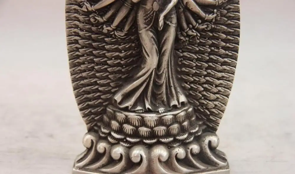 Китай Медь Серебро Avalokitesvara тысяча ручная бохисаттва статуя Гуаньинь | Дом и сад