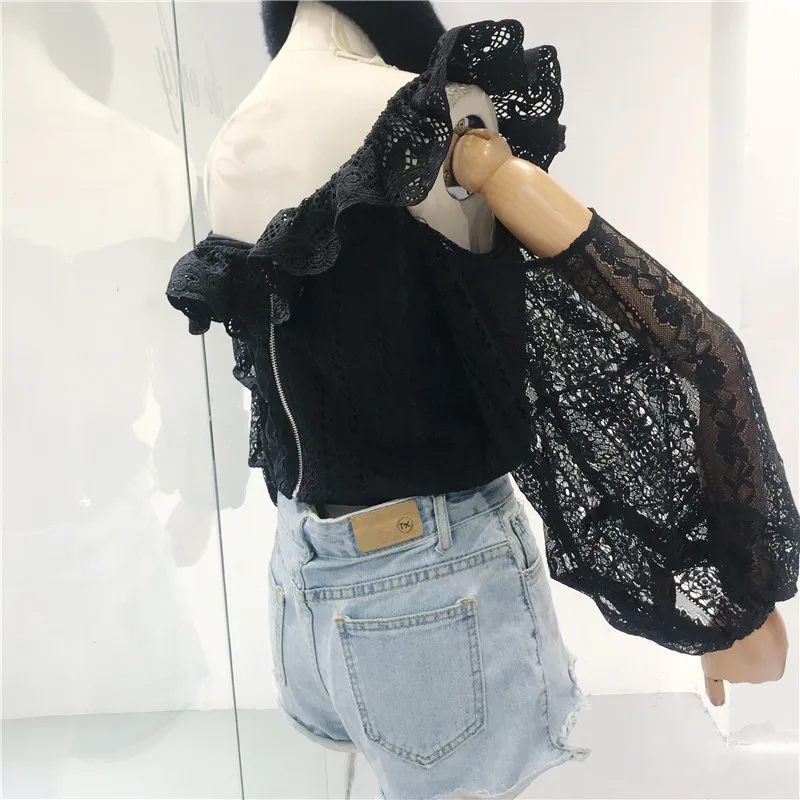 WENYIN 2018 Autumn Fashion Streetwear Sexy Slash neck Hollow Out Shoulder Ruffles Lace Blouse Women blusas Shirt Tops WY-506 |