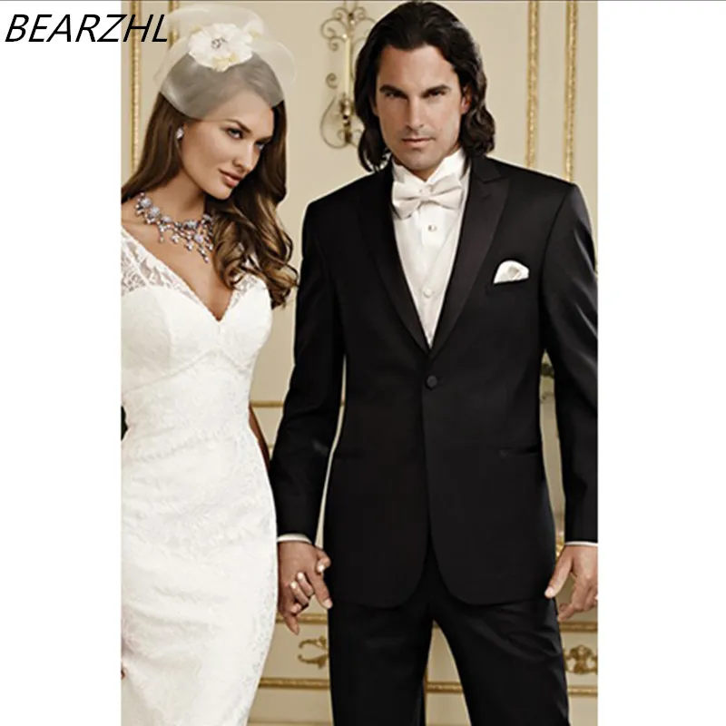 

Custom Suit Men Prom Tuxedos Black Groom 2021 Wool Bleed Wear