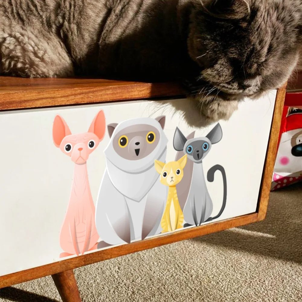 % 3d яркие кошки семейные лапы настенные наклейки для детской комнаты двери